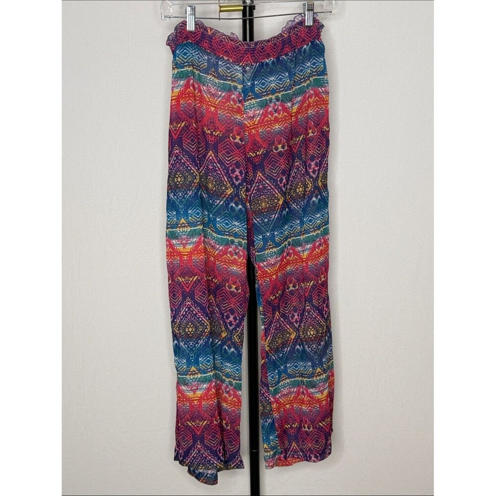 Jessica Simpson Boho Multicolor Boho Sheer Wide Leg Baggy Festival Rave Pants